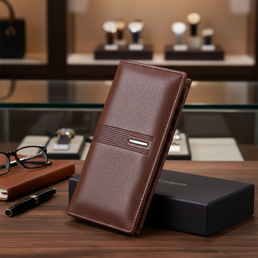 UntiLeather Long Wallet for Men | Slim PU Leather | Money, Mobile & Card Holder | Browntled 15Jan_12:13